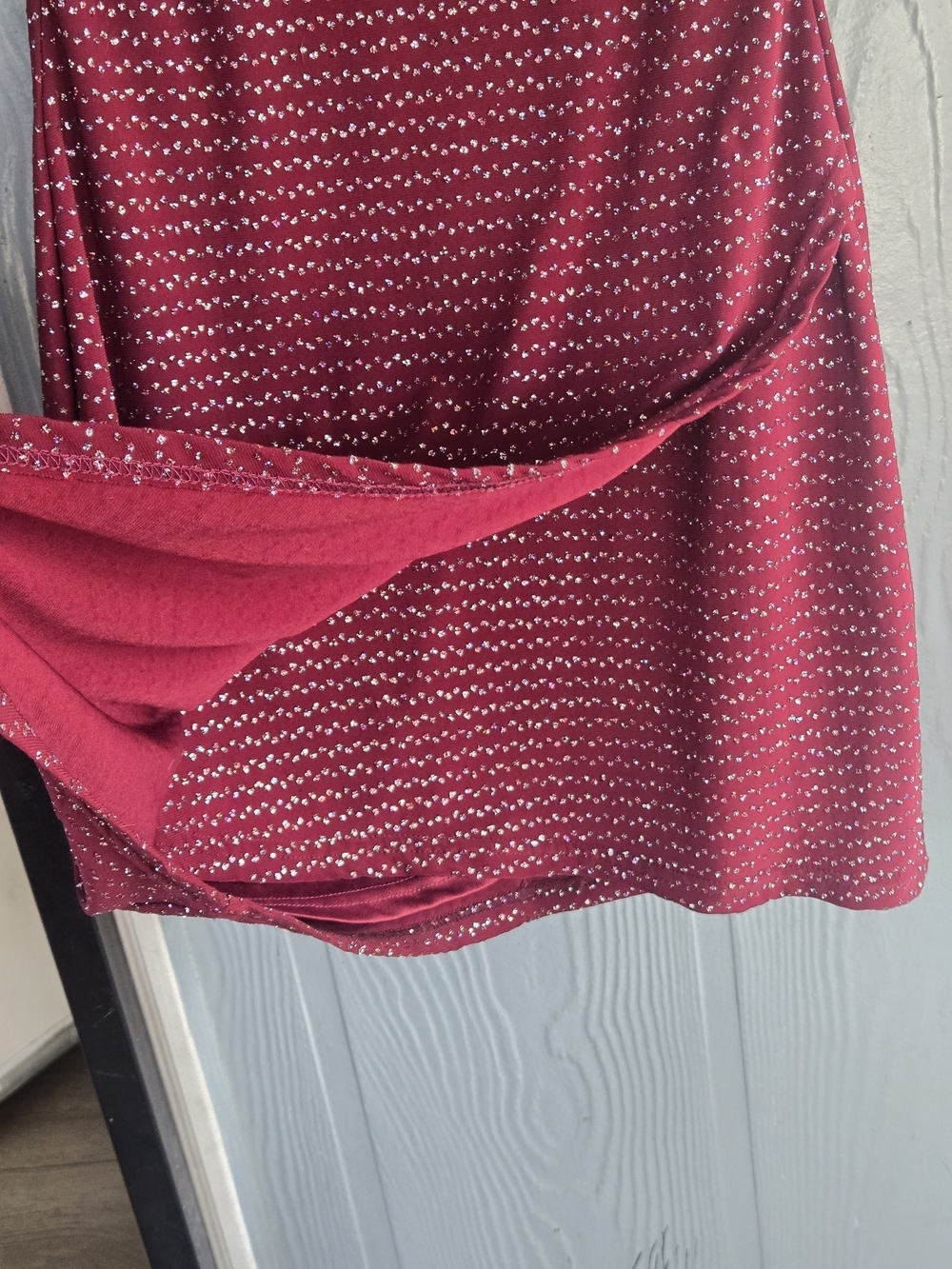 Windsor Burgundy Sequin Asymmetrical Slip Dress - Picture 7 of 11
